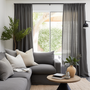 Charcoal Grey Linen Rod Pocket Curtain Panel - Custom Sizes & Colours