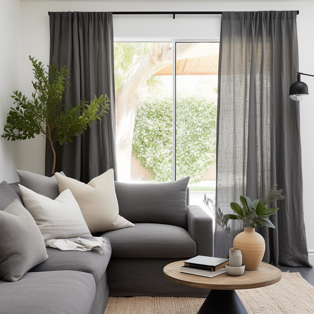 Charcoal Grey Linen Rod Pocket Curtain Panel - Custom Sizes & Colours