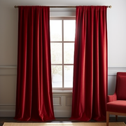 Classic Red Velvet Rod Pocket Curtain