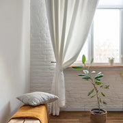 Linen Curtain with White Cotton Lining and Back Tabs, Color: Off-White
