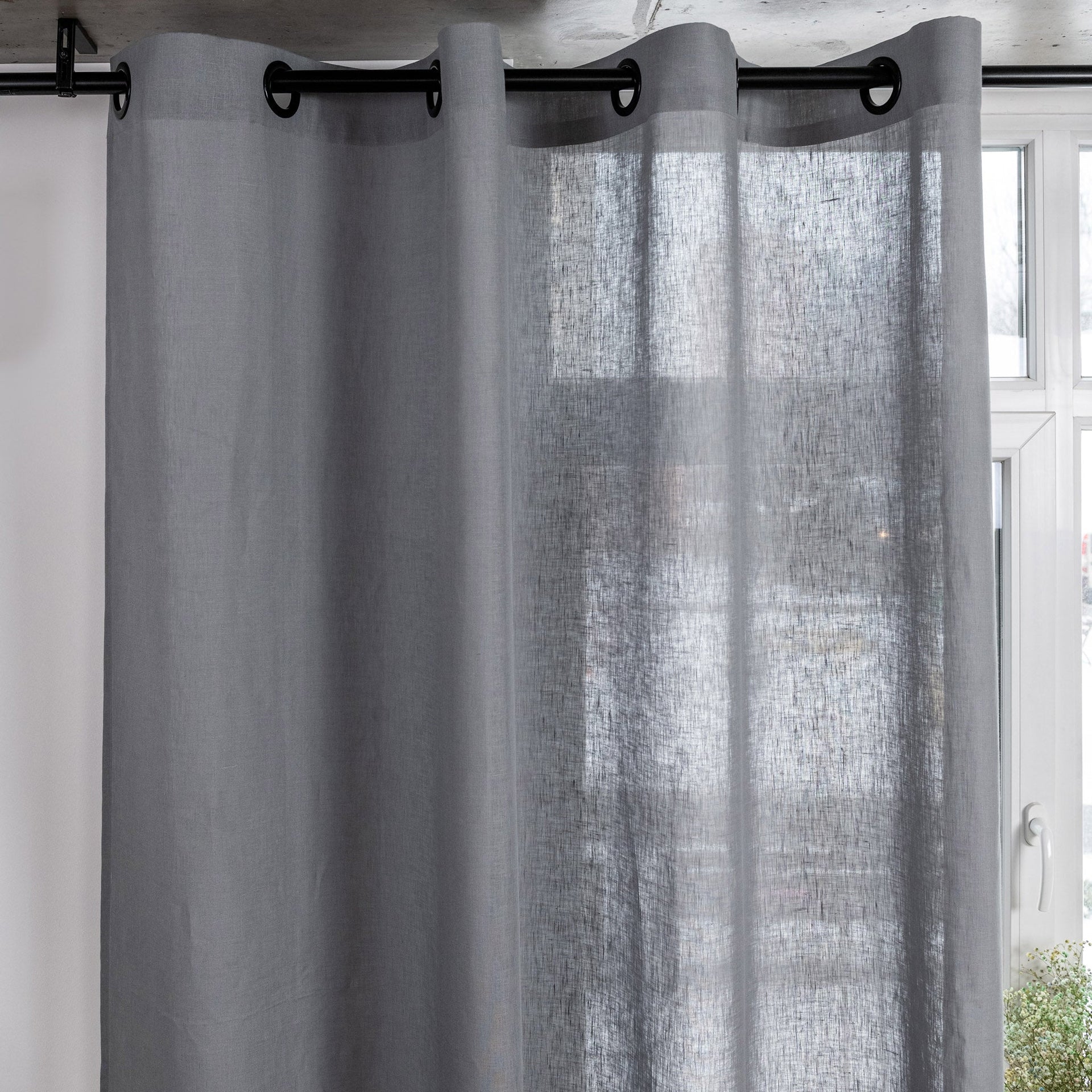 Dining Room Eyelet Linen Curtain - Custom Sizes and Colours - Groomet Window Treatments - Natural 100% Linen Drapery
