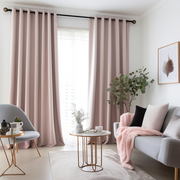Dusty Pink Linen Eyelet Curtain with Blackout Lining - Custom Sizes & Coloгrs