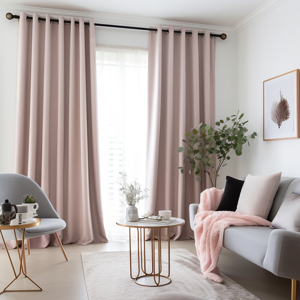 Dusty Pink Linen Eyelet Curtain with Blackout Lining - Custom Sizes & Coloгrs