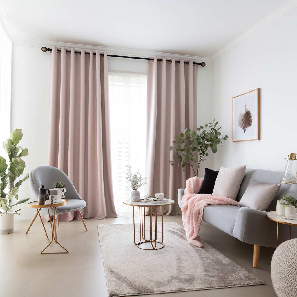 Dusty Pink Linen Eyelet Curtain with Blackout Lining - Custom Sizes & Coloгrs