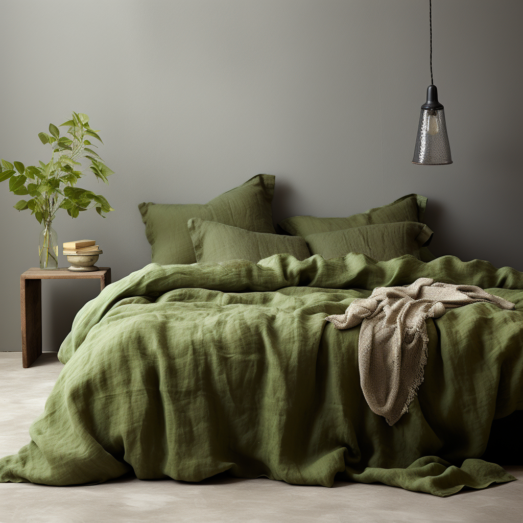 Green Luxury Linen Duvet Cover - Zipper or Buttons - King, Single, Double, Superking, Emperor Sizes,
Colour: Moss Green
