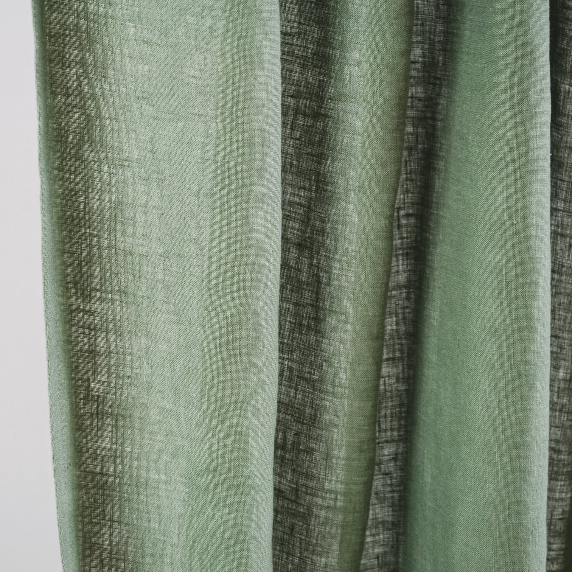 Green Linen Back Tab Curtain Panel