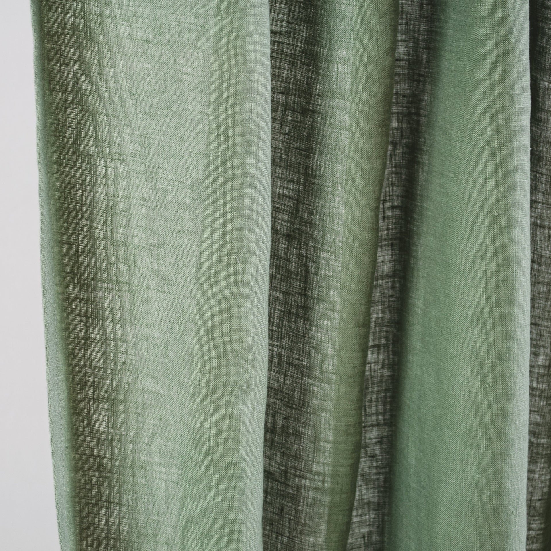 Green Blackout Linen Curtains with Back Tabs, Asparagus Color