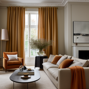 Heavy Clay Linen Curtain Panel - Custom Heading and Size, Heading: Back Tabs