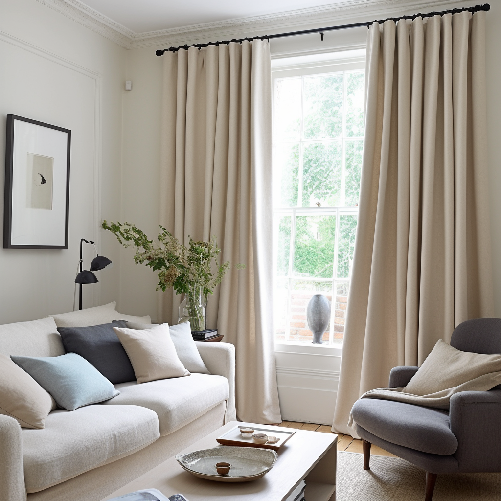 Heavy Ecru Linen Curtain Panel - Custom Heading and Size