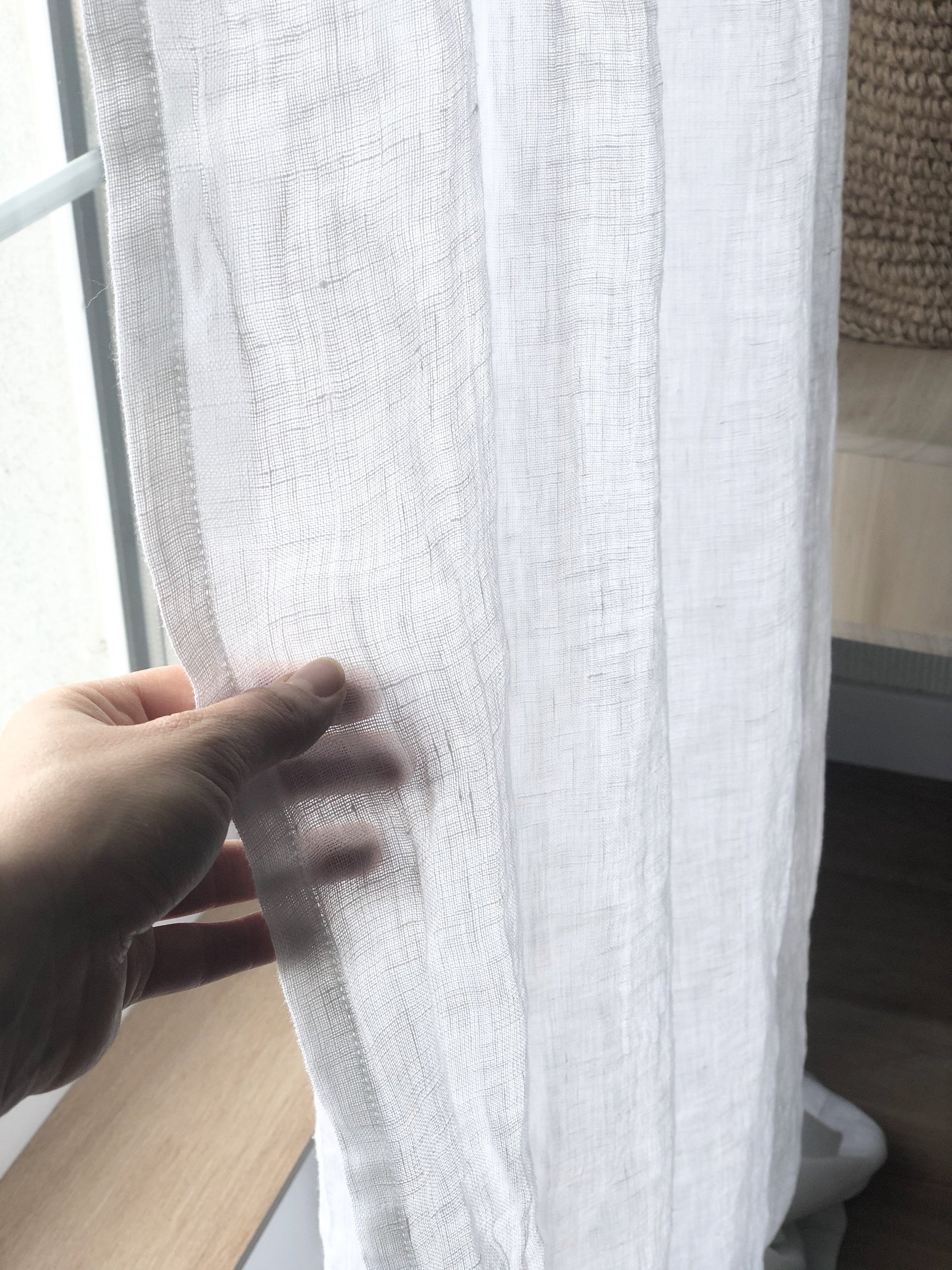 Linen Sheer White Curtain