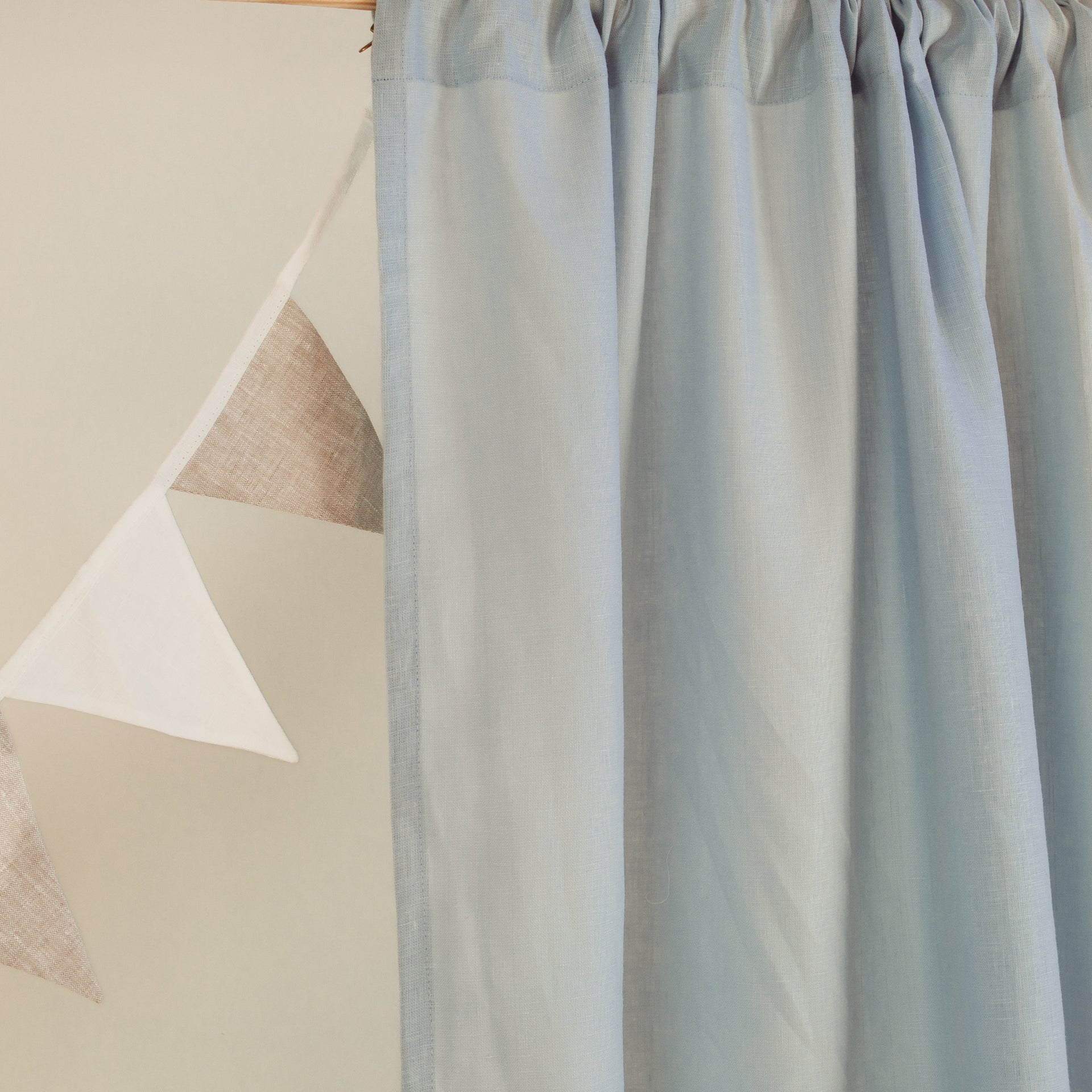 Light Blue Nursery Linen Curtain - Rod Pocket Linen Drapery - Available with Blackout Lining
