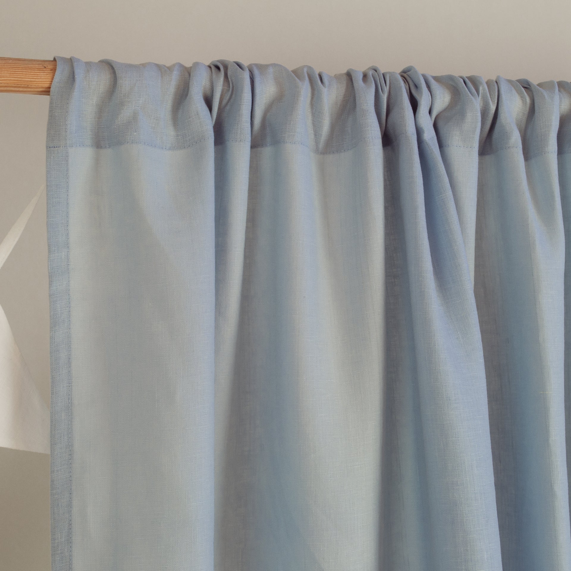 Light Blue Nursery Linen Curtain - Rod Pocket Linen Drapery - Available with Blackout Lining