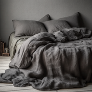 Luxury Belgian Linen Duvet Cover - Zipper or Buttons - King, Single, Double, Superking, Emperor Sizes, Color: Dim Grey