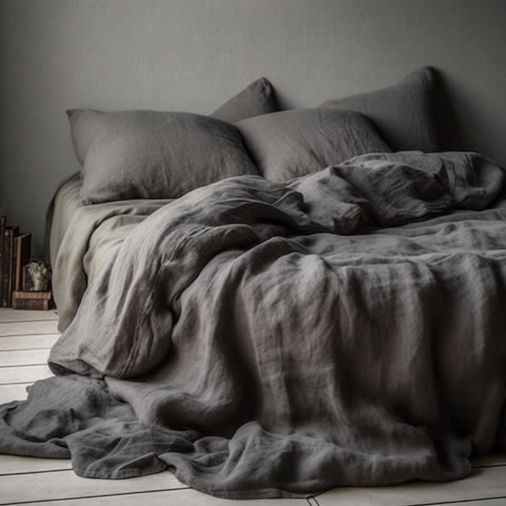 Luxury Belgian Linen Duvet Cover - Zipper or Buttons - King, Single, Double, Superking, Emperor Sizes, Color: Dim Grey