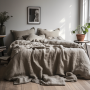 Luxury Belgian Linen Duvet Cover - Zipper or Buttons - King, Single, Double, Superking, Emperor Sizes, Color: Stone Grey