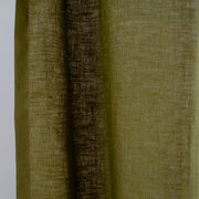 Green Linen Tab Top Curtain Panel With Privacy Cotton Lining, Moss Green Colour