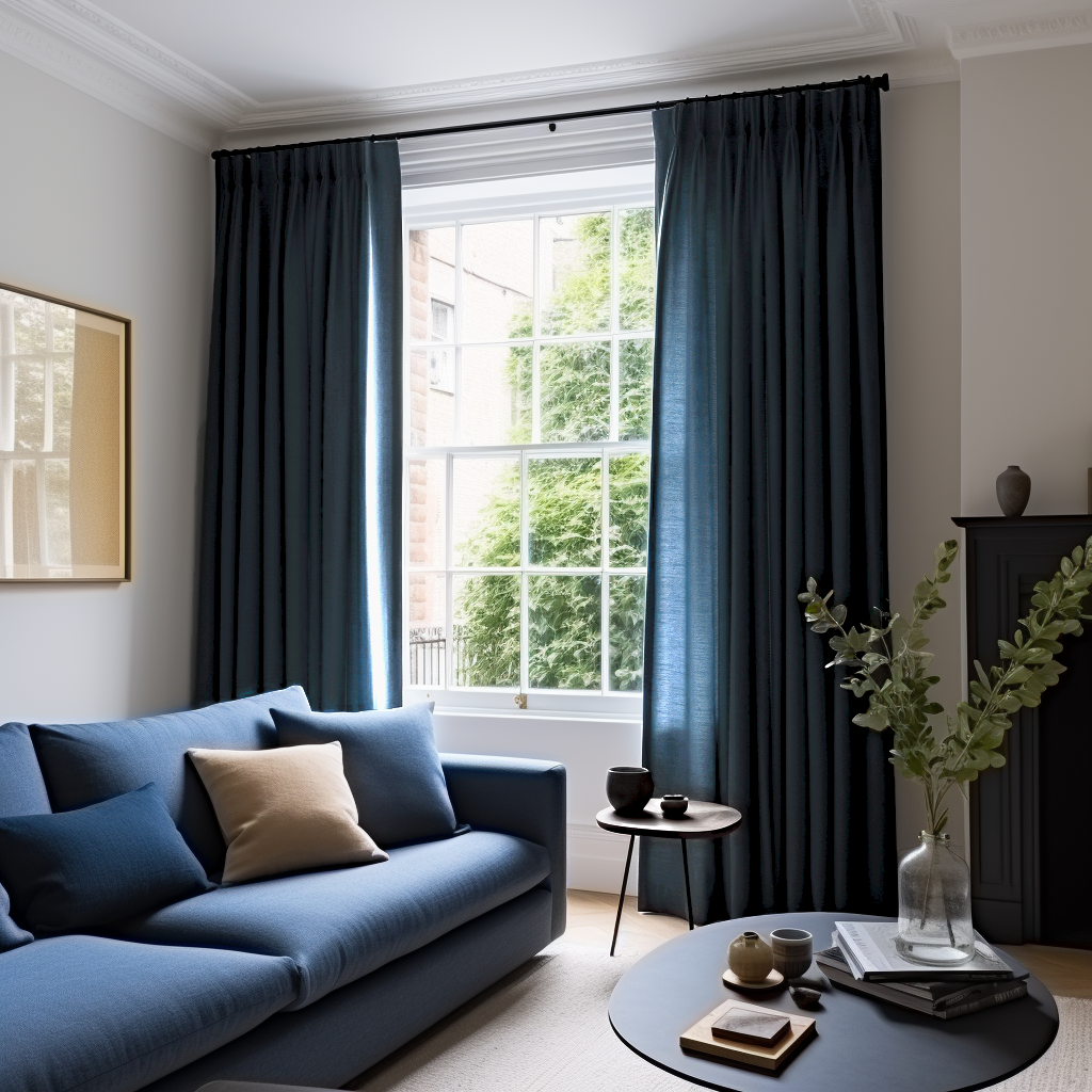 @Peacock Linen Pinch Pleat Curtain Panel - Custom Width and Length, Heading: No lining