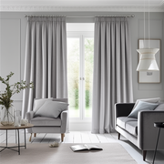 Pencil Pleat Velvet Curtain Panel For Tracks - Custom Lining - Custom Width and Length, Color: Stone Grey