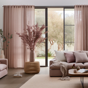 Dusty Pink Linen Back Tab Curtain with Cotton Lining - Custom Sizes & Colors