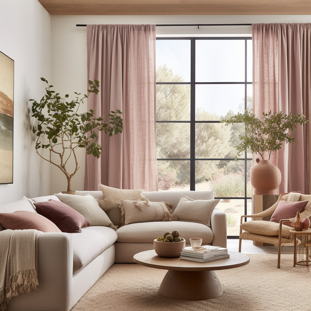 Dusky Pink Rod Pocket Linen Curtain Panel - Custom Width, Custom Length