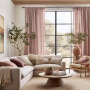 Dusty Pink Rod Pocket Linen Curtain with Cotton Lining - Custom Width, Custom Length