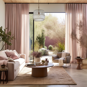 Dusty Pink S-Fold Linen Curtain Panel with Cotton Lining - Suitable for Rings and Hooks or Track