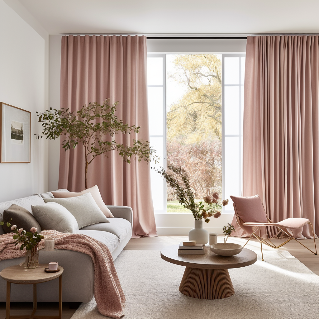 Dusty Pink Linen Back Tab Curtain with Blackout Lining - Custom Sizes & Colours