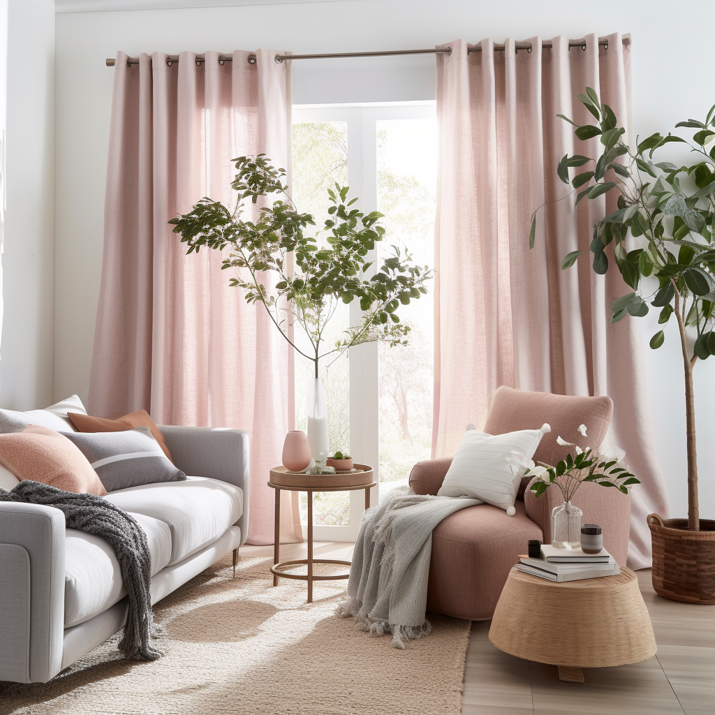 Dusty Pink Linen Grommet Curtain with Cotton Lining - Custom Sizes & Colors