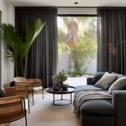 S-Fold Charcoal Grey Linen Curtain Panel with Cotton Lining - Custom Sizes & Colours