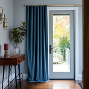 S-Fold Velvet Thermal Insulated Door Curtain in Steel Blue Colour