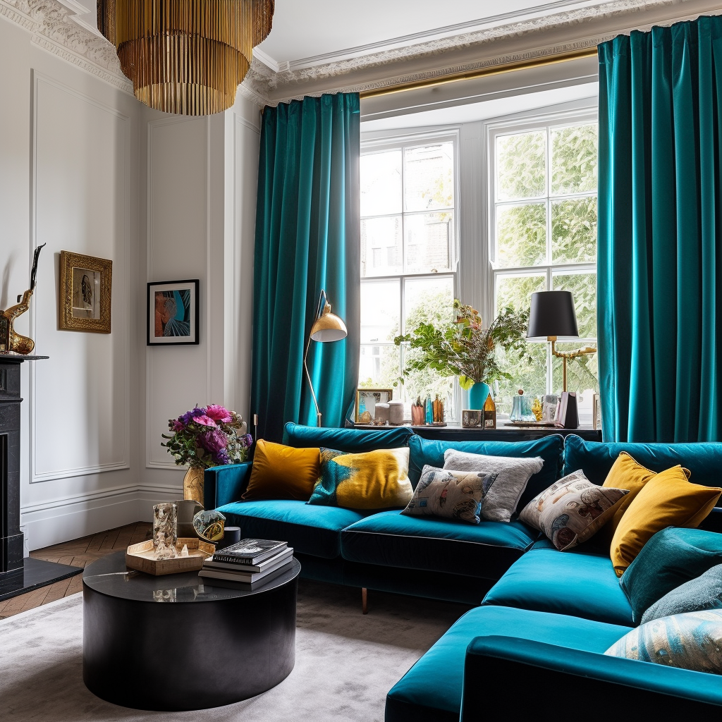 Teal Velvet Blackout Back Tab Curtain Panel - Custom Width and Length
