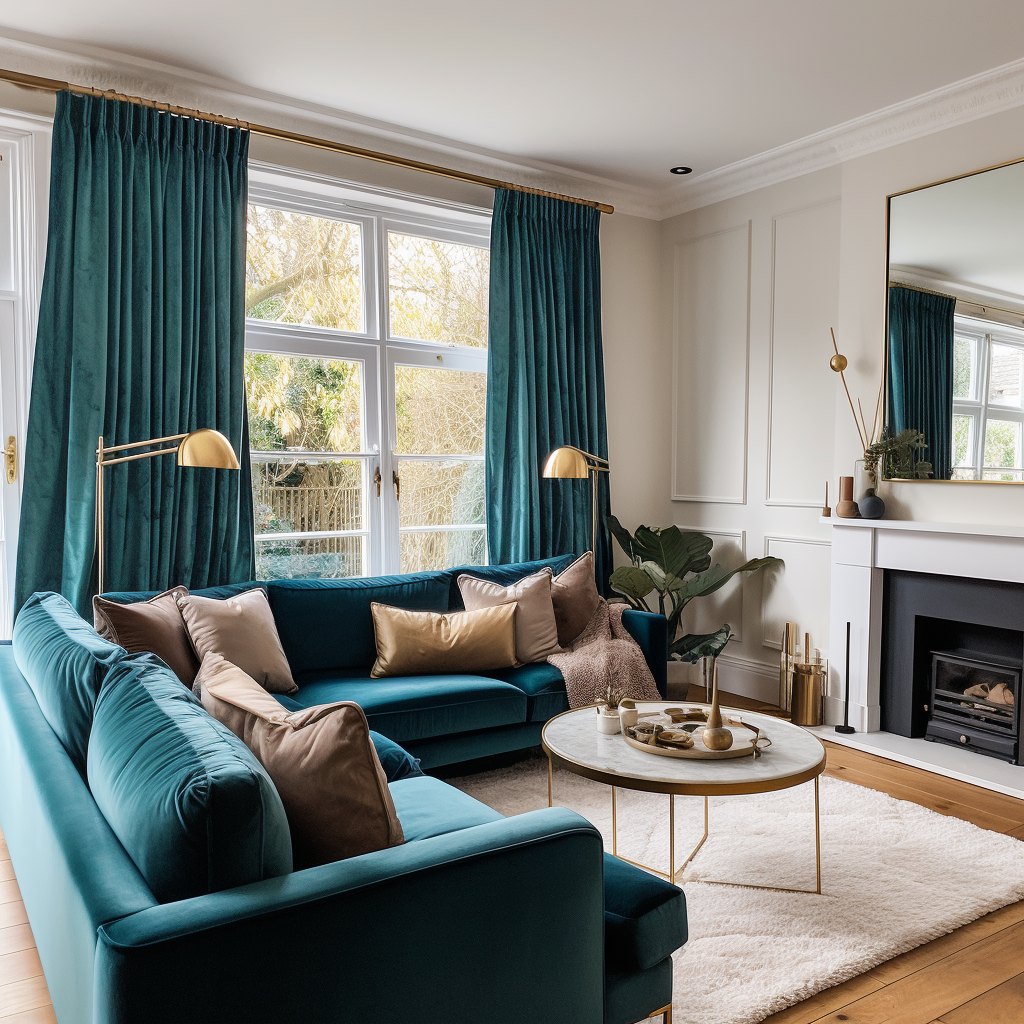 Teal Velvet Double Pinch Pleat Curtain Panel - Custom Width and Length