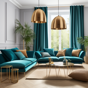 Teal Velvet Back Tab Curtain Panel - Custom Width and Length