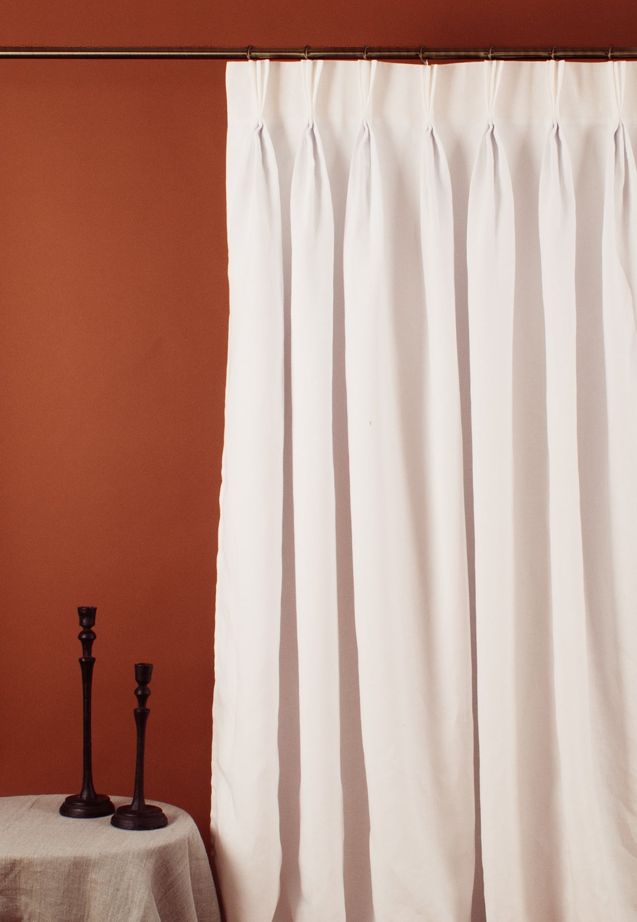 Triple Pinch Pleat Linen Curtain Panel with Cotton Lining - Tailored a