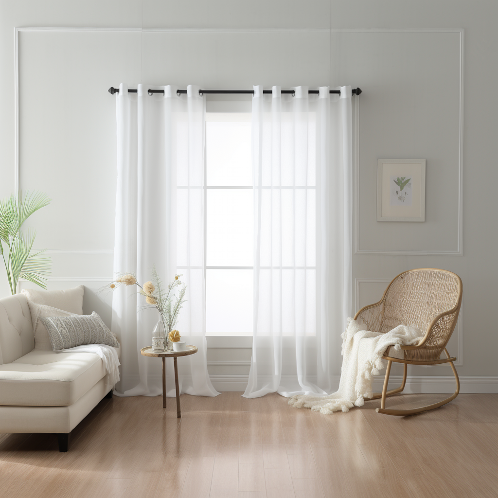 White Linen Voile Curtain With Eyelets - Unlined Sheer Curtain Panel