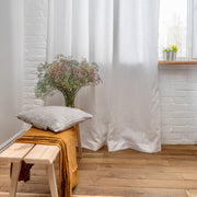Linen Pole Pocket Curtain Panel with Blackout Lining - 124, 138 or 250 cm Width, Custom Length - Natural Linen Oatmeal/White/Grey Colours
