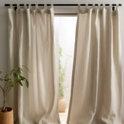 Linen Tab Top Curtain Panel with Custom Lining: Blackout, Cotton, or Without Lining