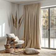 Pencil Pleat Blackout Linen Curtain Panel - Custom Width and Length