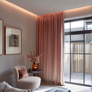 Pencil Pleat Velvet Curtain Panel For Tracks - Custom Lining - Custom Width and Length, Color: Pink