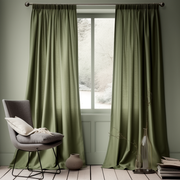 Sage Green Pencil Pleat Linen Curtain Panel