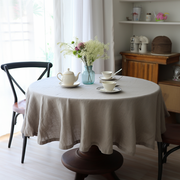 Round Linen Tablecloth, color: Natural