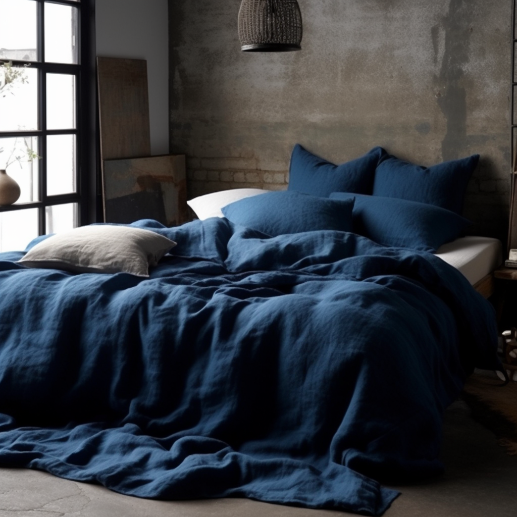 Linen Duvet Cover,
 Colour: Royal Blue