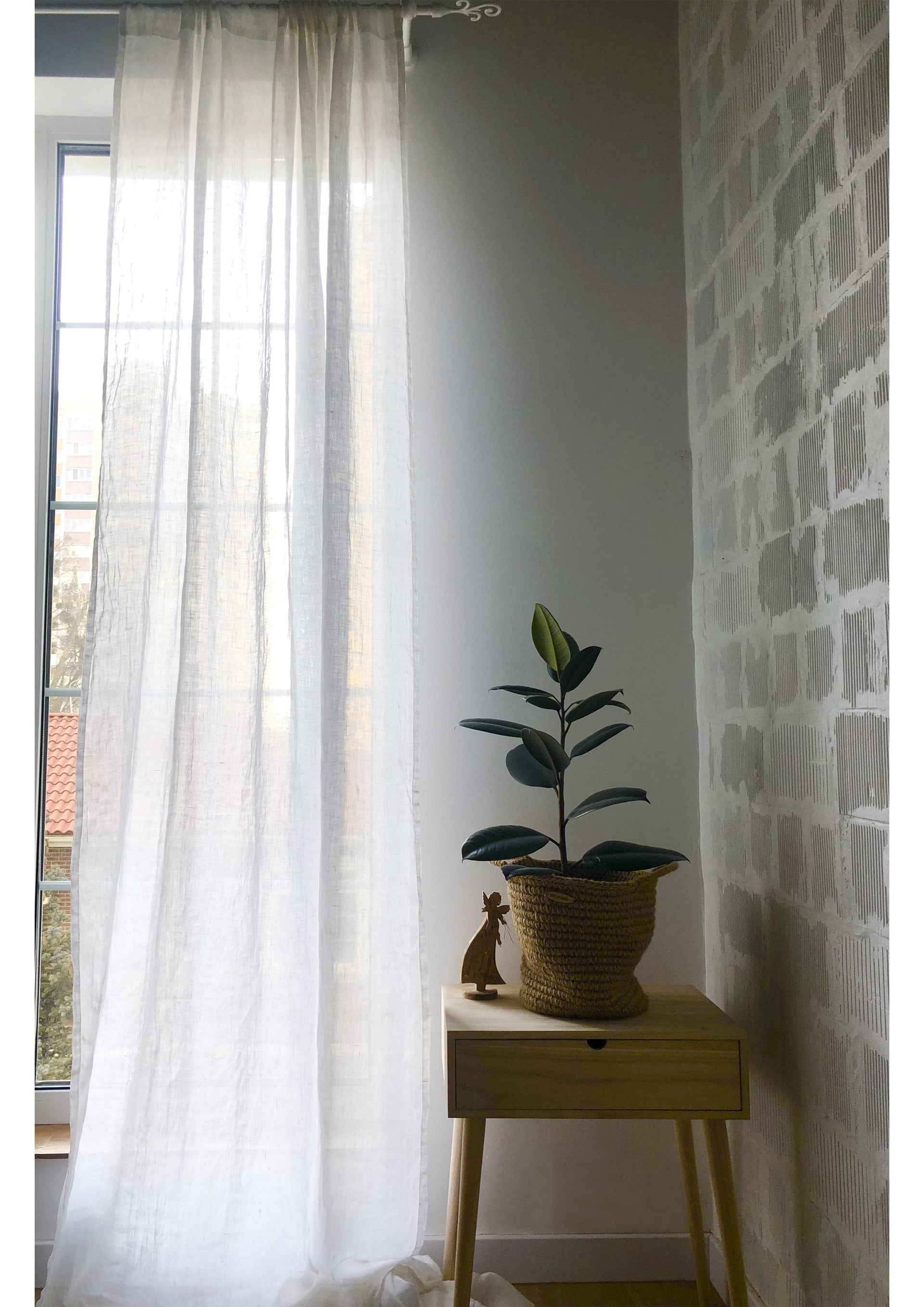 Linen Sheer White Curtain