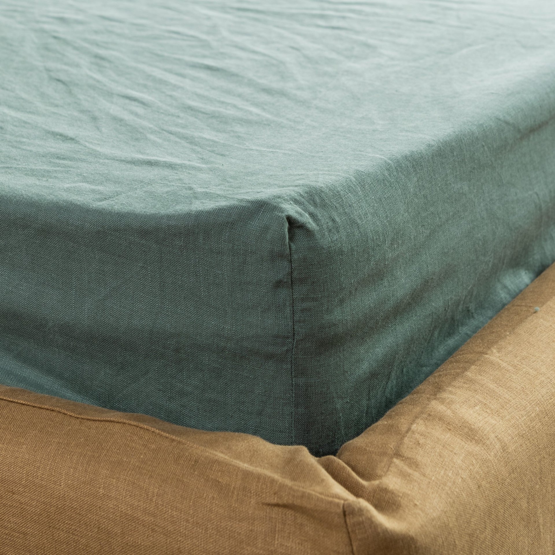 Green Linen Fitted Sheet