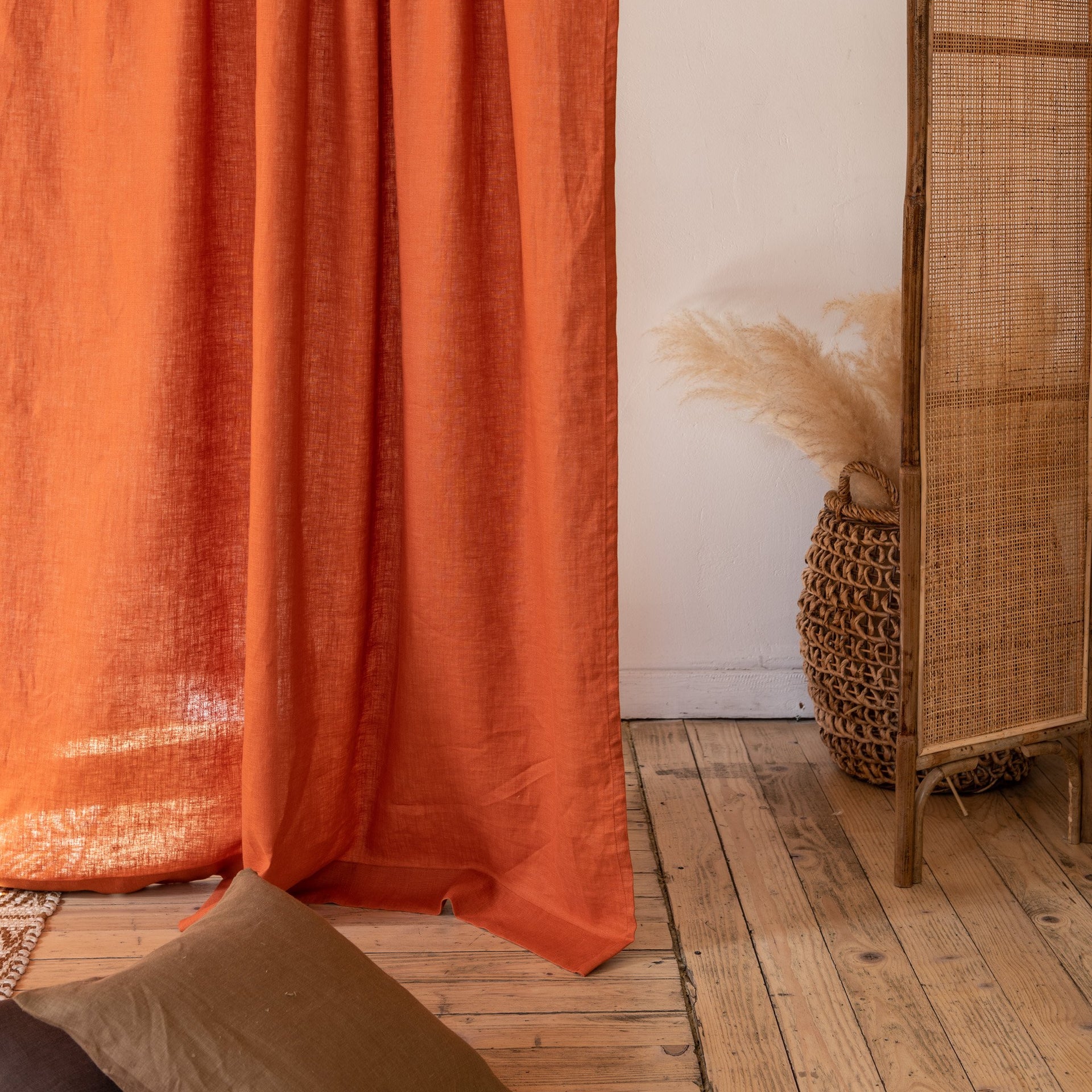 Orange Linen Curtain