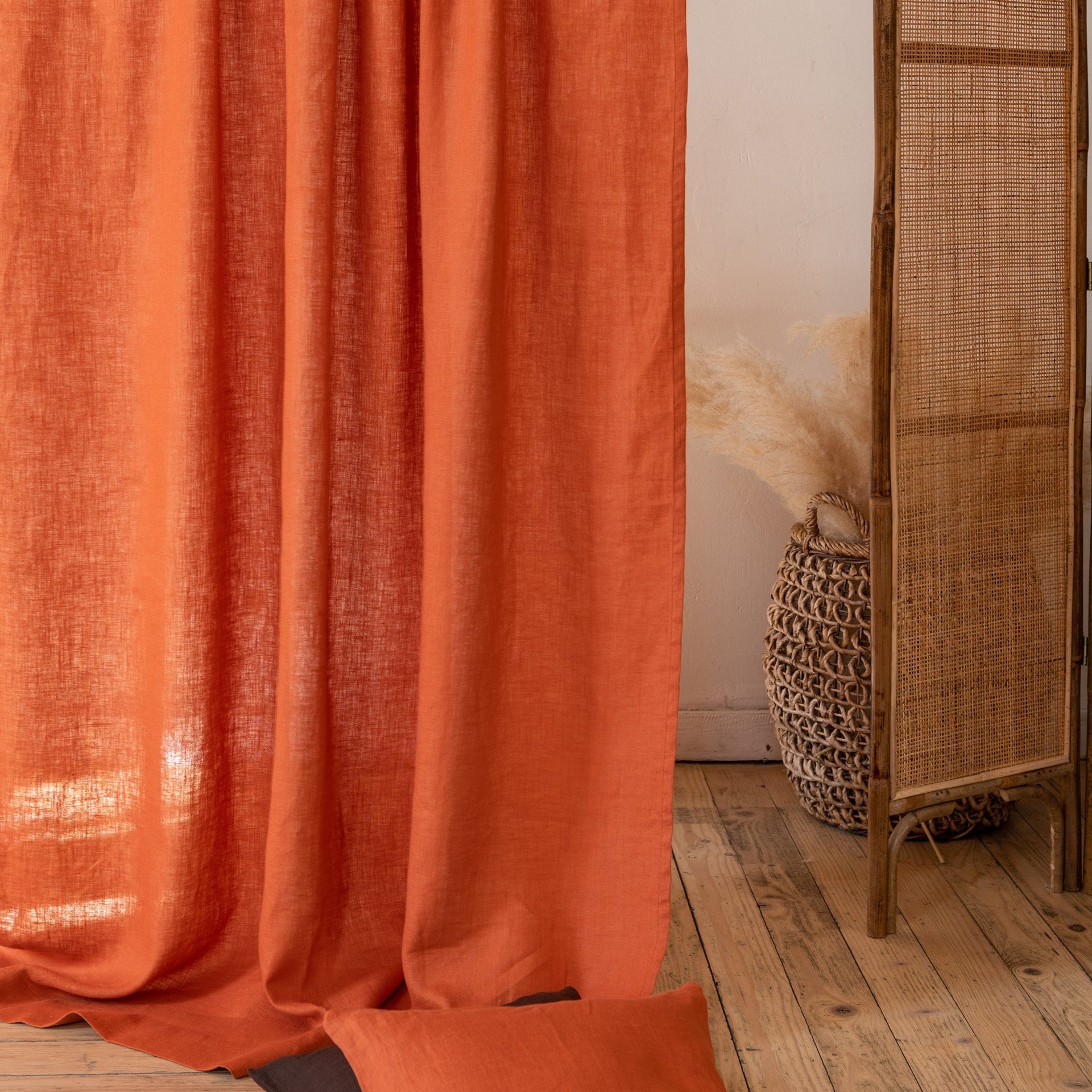 Orange Linen Curtain