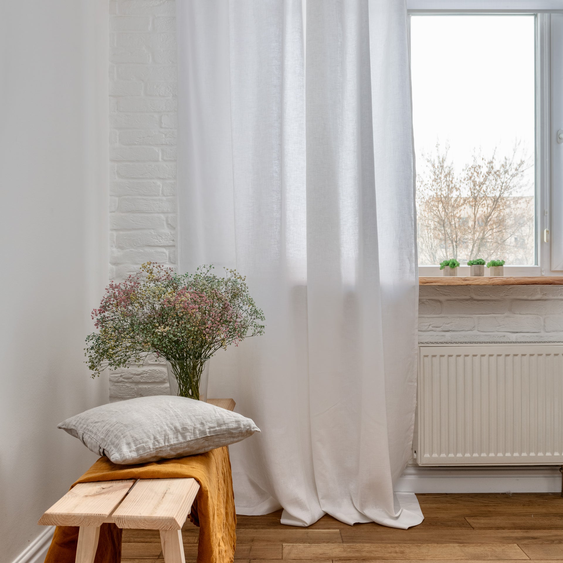 Knotted Tabs Linen Curtain