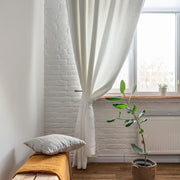 Linen Curtain Panel - Heading with Tape for Ceiling Track - Blackout lining