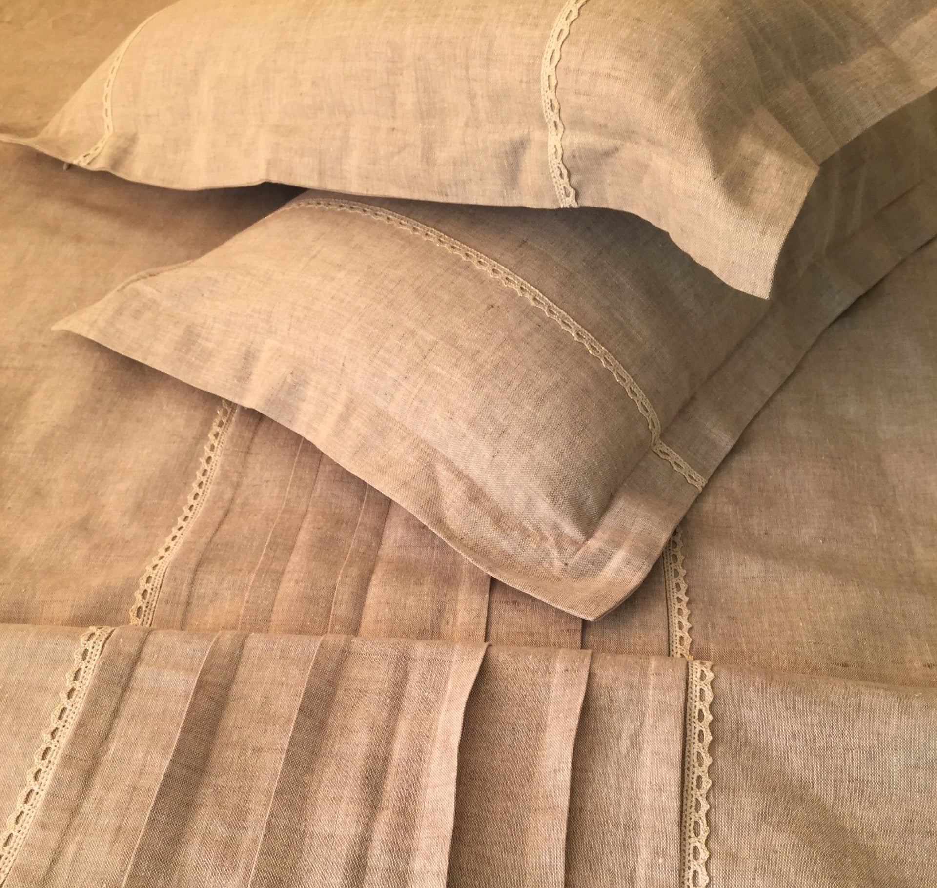 Linen Duvet Cover with Pleats