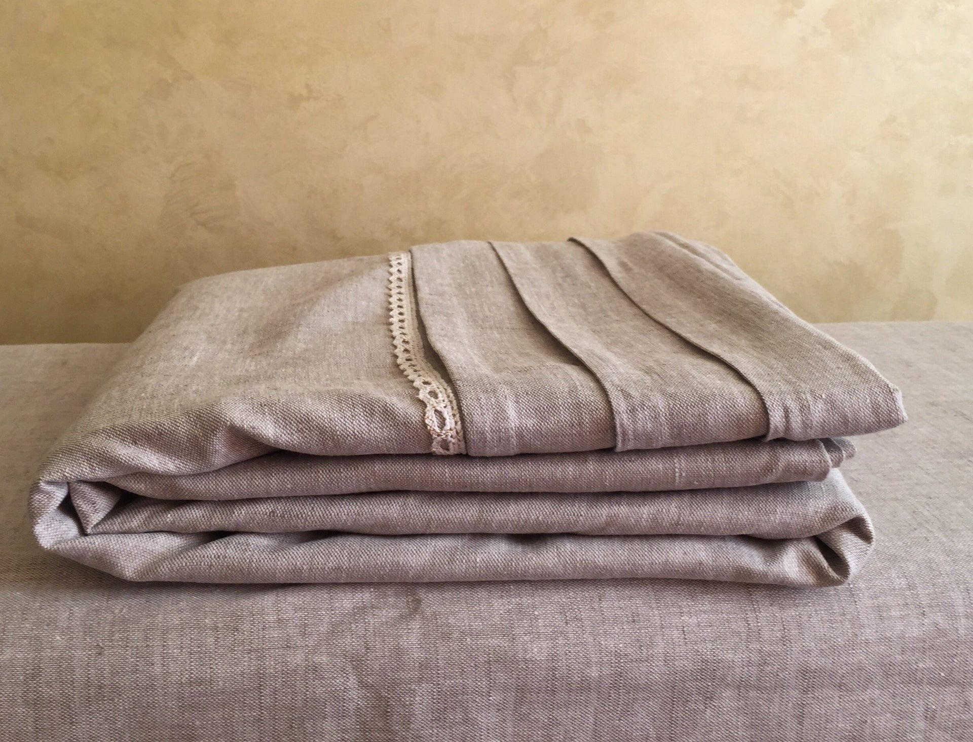 Linen Duvet Cover with Pleats